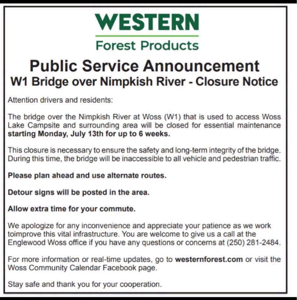 WFP Road Closure Notice
